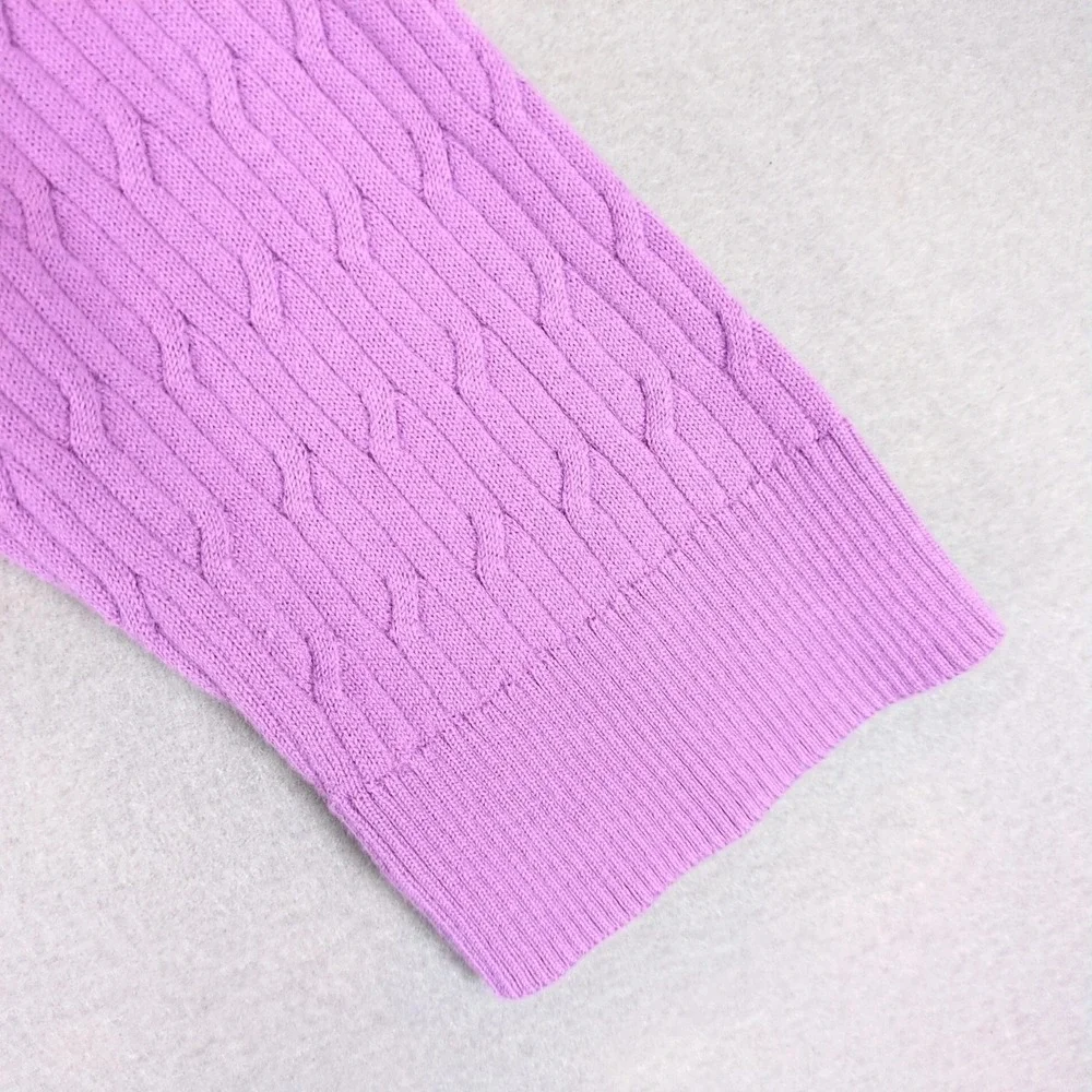 Talbots Purple Cable Knit Boat Neck Pullover Sweater Womens XL Pima Cotton Chic